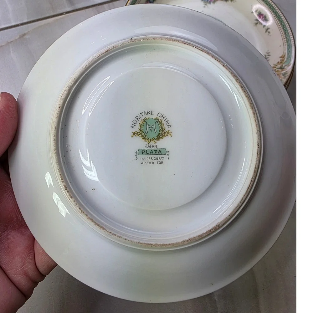 Vintage Noritake Plaza China‎ Saucers Set of 5 Floral Gold Trim Japan 5.5 Inch